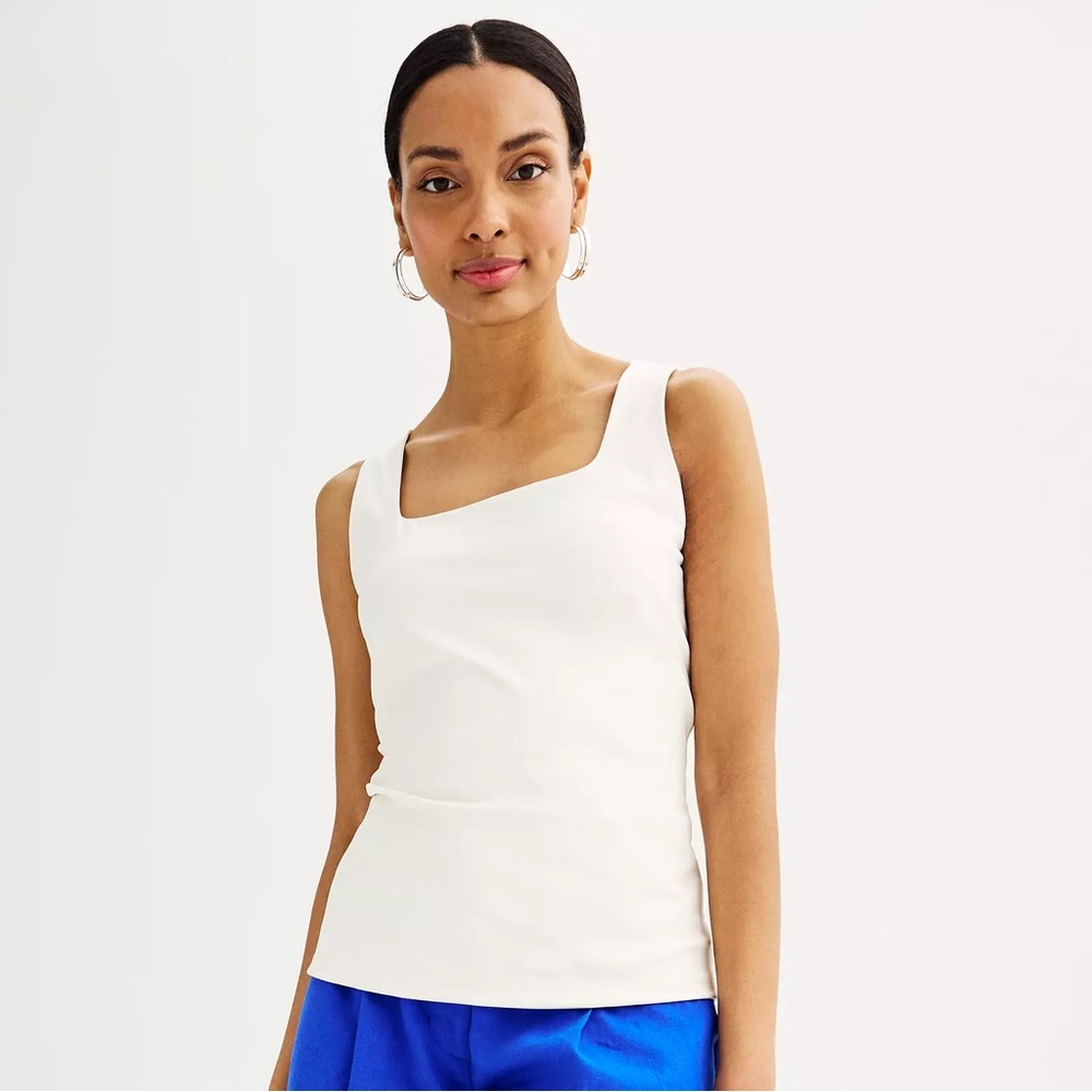 Nine West Sculpt Squareneck Tank Top Plus Size